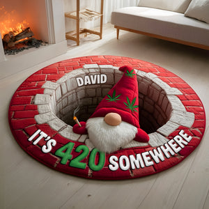Chill Gnome Weed Round Mat - Personalized Christmas Gifts For Stoners 04TOLU220925