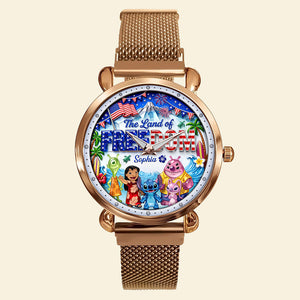 The Land Of Freedom Mesh Strap Quartz Watch - Personalized Anniversary Gift 01PAQN060626