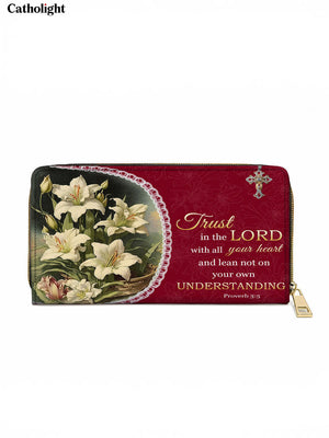 Catholight Lilies of Faith Leather Wallet Purse