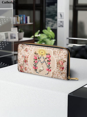 Catholight Roses of the Rosary Leather Wallet Purse