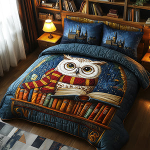 Fantasy Owl Quilt Bedding Set Special Line - Personalized Gifts For Book Lovers 01naqn100925