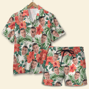 Custom Hawaiian Shirt and Beach Shorts, Gift For Him, Laughing Man - Hawaiian Shirts - GoDuckee