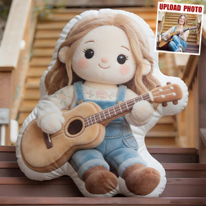 Guitar Girl Custom Shape Pillow - Custom Photo Gifts For Guitar Lovers 02pgdt201225