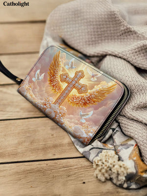 Catholight Dove of Peace Leather Wallet Purse