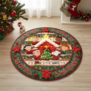 Christmas Friends Quilted Round Mat - Personalized Gifts For Friends Quilted Round Mat 03PAMG300925