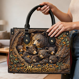 Strong Mama Bear Leather Bag - Personalized Gift For Mom 02HULU070226