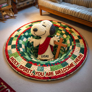 Holy Spirit You're Welcome Here Personalized Gifts For Christian Quilted Round Mat 01natn161025