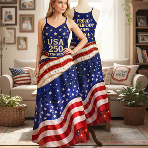 Proud American Mom - Celebrated America 250th Anniversary Suspender Maxi Dress - Personalized Gifts For Moms 04tota230326