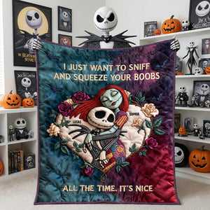 Spooky Romantic Couple Blanket, Personalized Gifts For Couple 03qhtn101225
