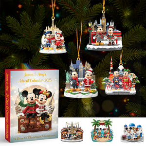 Travel Couple Custom Christmas Advent Calendar Acrylic Blind Box - Personalized Gift For Christmas Couple Blind Box 01NAMG151025