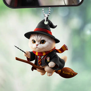 Flying Broom Cat - Car Ornament Personalized Gifts For Cat Lovers 05ACDT160725