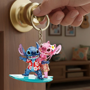Seaside Adventure Duo Acrylic Keychain - Personalized Gift For Couples 01TOLU011225