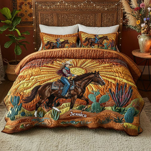 Desert Sunset Cowgirl Quilt Bedding Set Special Line - Personalized Gifts For Cowgirl 05nalu191225