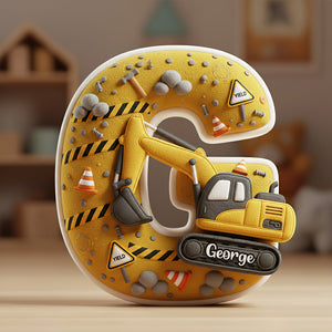 Excavator Alphabet Pillow - Personalized Gifts For Construction Lovers 02PGDT051225