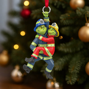 Playful Firefighter Couple Hanging Ornament, Personalized Gift For Firefighter Couple 03qhtn031025