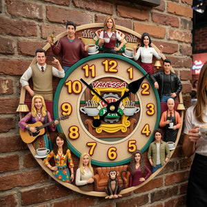 Retro Coffee Shop Squad Wall Clock - Personalized Gifts For Sitcom Lover Wall Clock 02NAMG140326