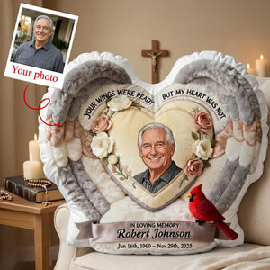 Custom Photo Heaven In Heart Shaped Pillow, Personalized Keepsake To Remember Loved One 02qhmg191225