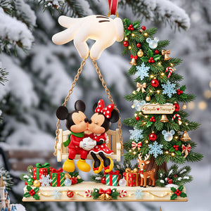 Xmas Couple Kissing On Swings Acrylic Ornament - Personalized Christmas Gifts For Couples 04pata290826