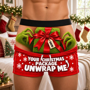 Funny Christmas Unwrap Men's Boxers - Personalized Gifts For Him 03ohtn211026