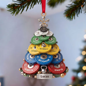 Weight Plate Tree Christmas Ornament, Personalized Gifts For Gymers 05qhtn100826