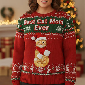 Best Cat Mom Custom Photo Gifts For Cat Lovers Ugly Sweater 03natn171025
