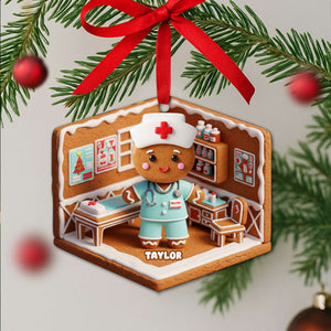 Nurse Gingerbread Christmas Wood Ornament - Personalized Gift For Nurses 06PGLU160825