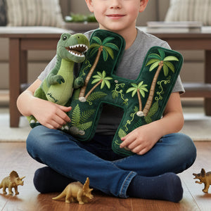 Alphabet Initial T-Rex Custom Shape Pillow - Personalized Gifts For Kids 01pgqn101225