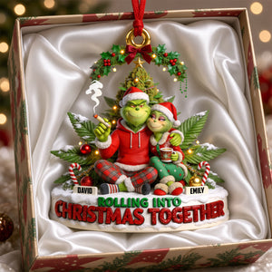 Rolling Into Christmas Together Acrylic Ornament - Personalized Gift For Couples 06TODH150926-Homacus