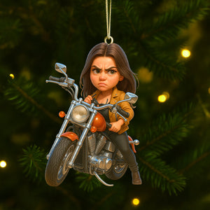 Caricature Art Custom Photo Gifts For Bikers Christmas Acrylic Ornament 03ohtn180825