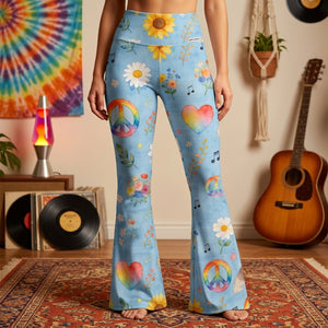 Hippie Peace Flare Leggings - Gifts For Hippie Lovers 05PGLU200326