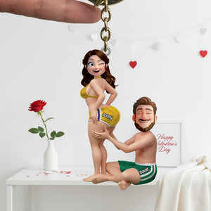 Funny Couple Keychain - Personalized Gifts For Couple Keychain 03HUTN290126