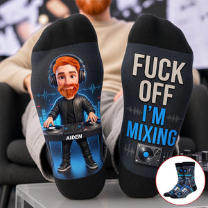 DJ Mixing Beats Middle Tube Socks - Personalized Gift For Music Lovers 03NATA230926