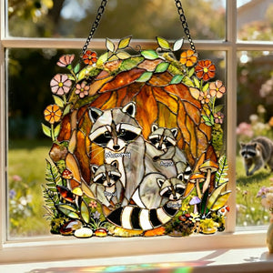 Raccoon Family Suncatcher Ornament - Personalized Gifts For Mom 01tylu260226