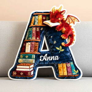 Book Dragon Alphabet Initial Letters Pillow, Personalized Gifts For Book Lovers 05qhtn191125