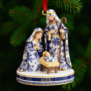 Toile de Jouy Nativity Christmas Ornament – Personalized Gifts for Believers 02PGDT021025