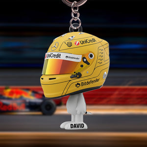 Auto Racing Helmet Personalized Holiday Gifts For Racing Fans Keychain 03natn280725