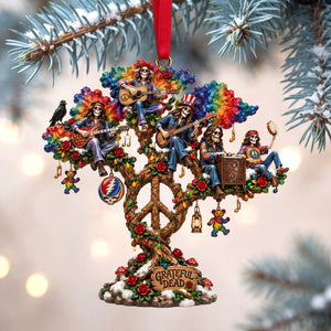 Grateful Dead Peace Tree Ornament, Personalized Gifts For Music Lovers & Hippie 04qhlu080926