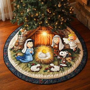 Cute Jolly Nativity Quilted Round Mat, Personalized Gifts For Christians 04qhtn011025