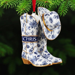 Personalized Gifts For Christmas, Cowboy Cowgirl Toile de Jouy Custom Shape Acrylic Ornament 01pgta011025