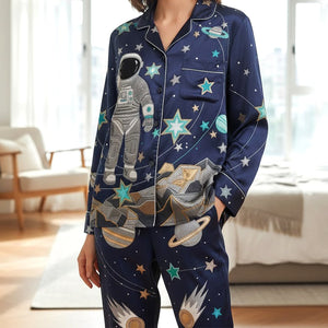 Astronaut Button Up Pajama Set Personalized Gifts For Space Lovers 02patn061225