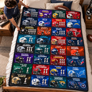 Professional Team Helmets Arranged In A Grid Pattern Blanket - Personalized Gifts For Sport Lovers 01halu031026