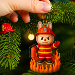 Firefighter Bunny Christmas Ornament Personalized Gifts For Firefighter 05PGDT190825