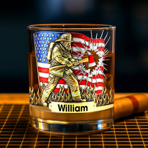 Patriotic Firefighter Drinking Glass – Personalized Gifts For Firefighter 04hyqn080925