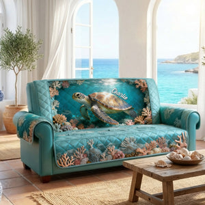 Sea Turtle Quilted Sofa Cover - Personalized Gifts 05KILU050226