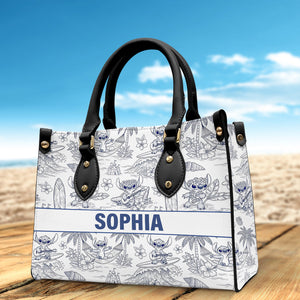 Cute Alien Monster Personalized Gifts For Movie Fans Toile De Jouy Style Leather Bag 03natn070725