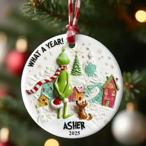 A Year To Look Back Round Ceramic Ornament - Personalized Christmas Gifts For Family & Friends 01qhqn121125