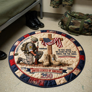 Proud Military House Quilted Round Rug - Personalized Gifts For Veterans 03qhlu140326