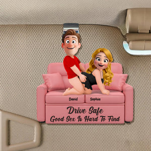 Playful Couple Acrylic Car Visor Clip - Personalized Gifts For Couple 03naqn150126 - Car Visor Clip - GoDuckee