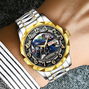 Motorcycle Rider Men's Stainless Steel Watch – Custom Photo Gift for Bikers 04huqn230725