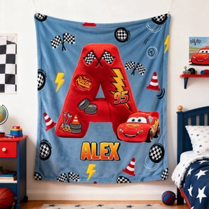 Speed Racer Initial Letter Blanket - Personalized Gift For Kids 02NATN300126